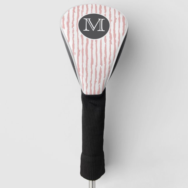 Weiß mit modernem rosa gestreiftem Golfkopfschutz Golf Headcover (Vorderseite)