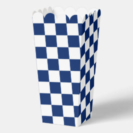 Weiß mit navyblauem Quadratmuster-Popcorn Geschenkschachtel
