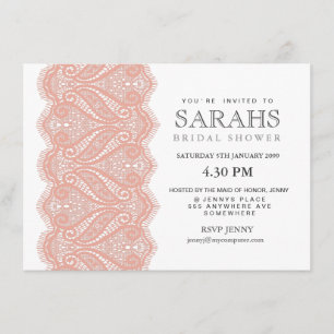 Weiß mit Peach Lace Brautparty Party Einladung
