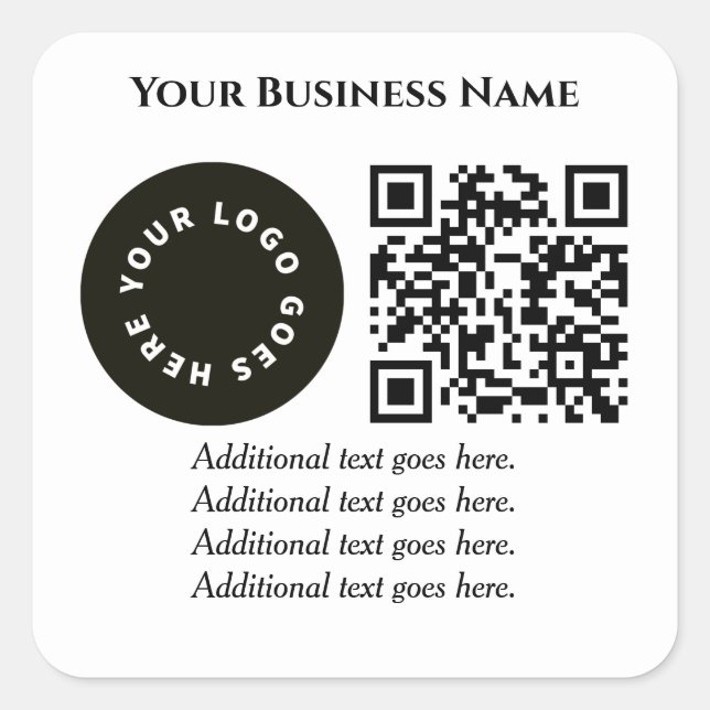 Weiß mit QR-Code fügen Sie Ihren eigenen Text und  Quadratischer Aufkleber (Vorderseite)