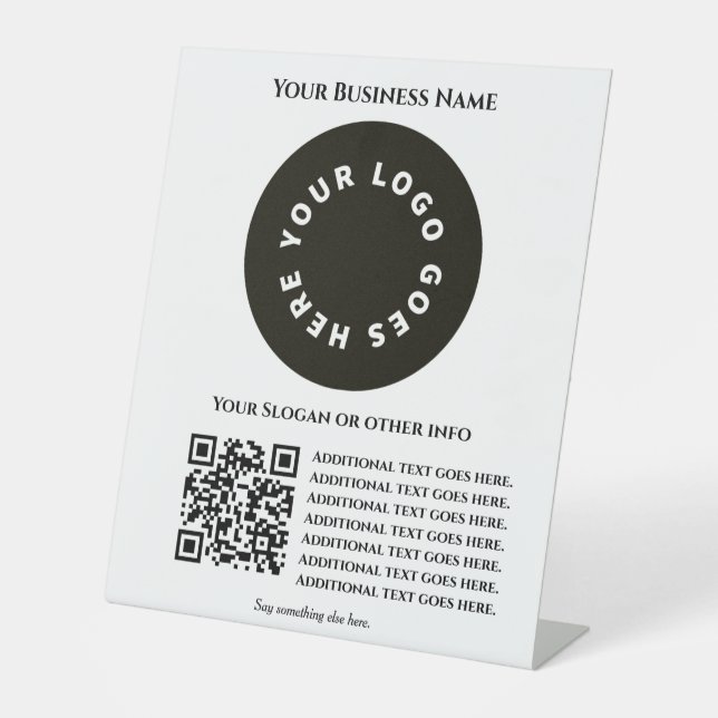 Weiß mit QR-Code fügen Sie Ihren eigenen Text und  Sockelschild (Vorderseite)
