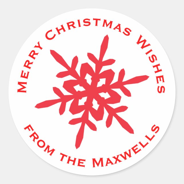 Weiß mit Red Snowflake Envelope Closure Sticker (Vorderseite)
