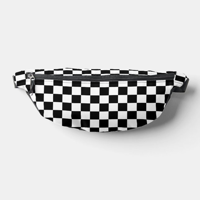 Weiß mit Schwarz Groß Quadrat Stil Muster Bauchtasche (Ablage )