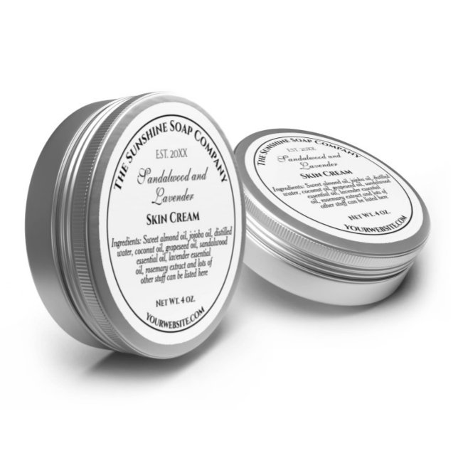 Weiß mit Schwarz-Text-Kosmetik Jar Lid Label 2.5" (Von Creator hochgeladen)