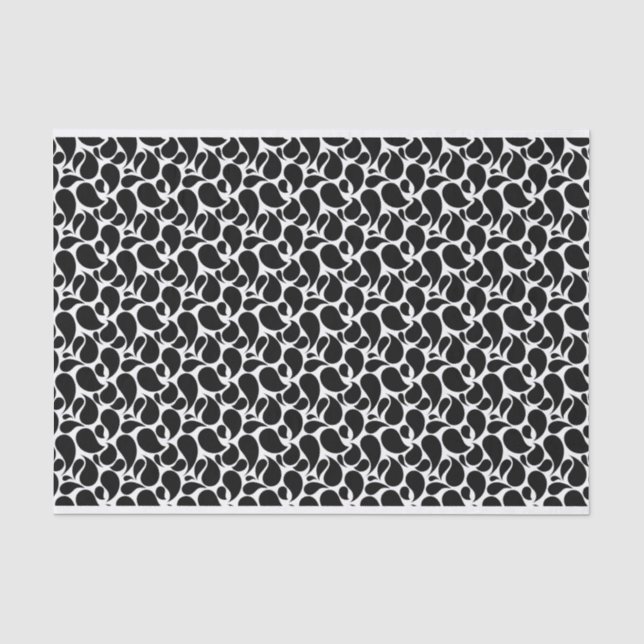 WEISS MIT SCHWARZEN PAISLEY-PATTERN SEIDENPAPIER (Vorderseite)