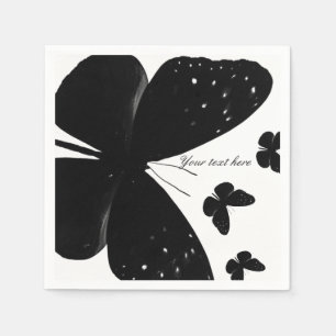 Weiß mit schwarzen Schmetterlingen Chic Custom Par Serviette