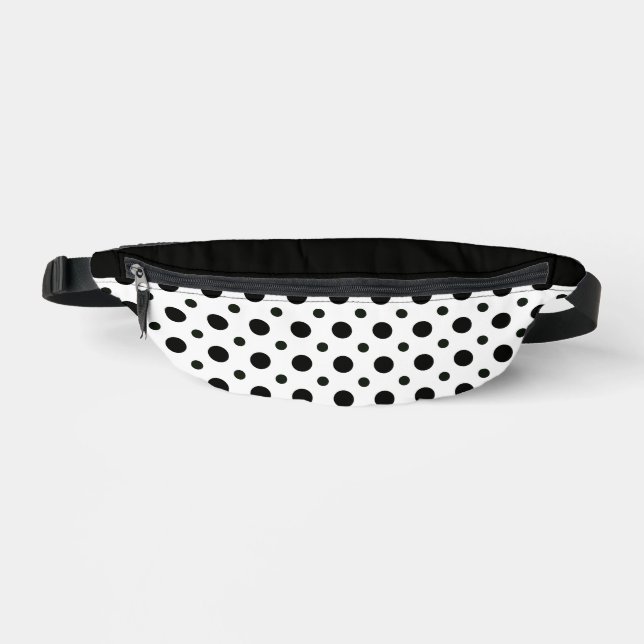 Weiß mit schwarzen Tupfen Bauchtasche (Vorderseite)