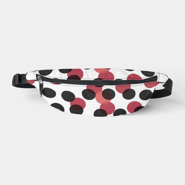 weiß mit schwarzen und roten Punkten Bauchtasche (Vorderseite)
