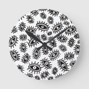 Weiß mit wirbelnden Augen Runde Wanduhr