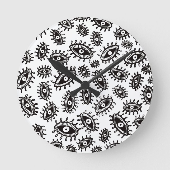 Weiß mit wirbelnden Augen Runde Wanduhr (Vorderseite)
