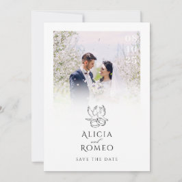Weiß Moderne Hochzeit des minimalistischen Fotos Save The Date