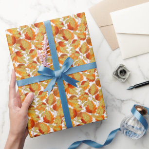 Weiß   Moderne Imitate Glitzer Herbstlemme Geschenkpapier