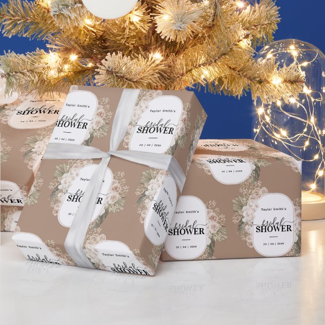 Weiß-modernes Brautparty Personalisiert Geschenkpapier (Feiertage)