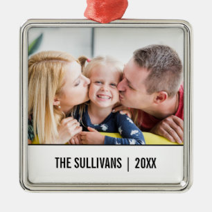Weiß Modernes Personalisiertes Foto und Sonderte Ornament Aus Metall