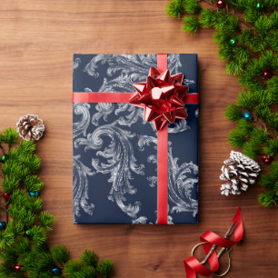 Weiß Navy Blau Brokat Weihnachten Geschenkpapier