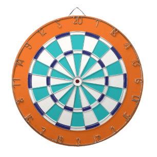 Weiß, Navy, Türkis und Orange Dartscheibe