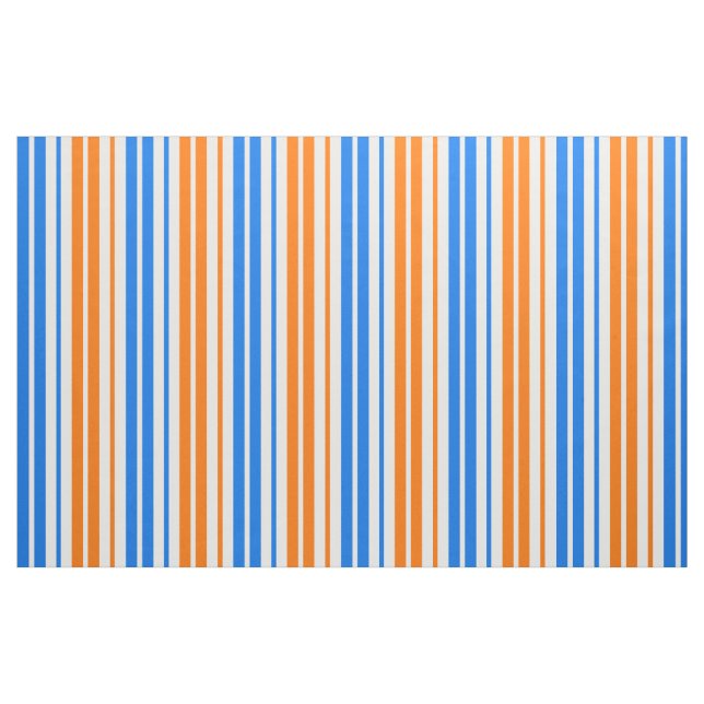 Weiß Orange Blau Vertikale Streifen Design   Stoff (Fat Quarter (45,7 x 55,9 cm))