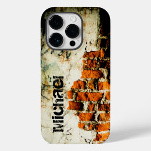 Weiß orange Coole Wand Grafiti aus alten Ziegeln I Case-Mate iPhone 14 Pro Hülle