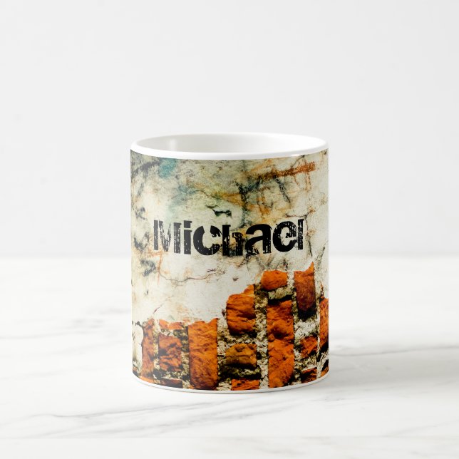 Weiß orange Coole Wand Grafiti aus alten Ziegeln I Kaffeetasse (Mittel)