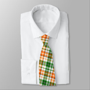 Weiß Orange Grün Kariertes Tartan Design  Krawatte