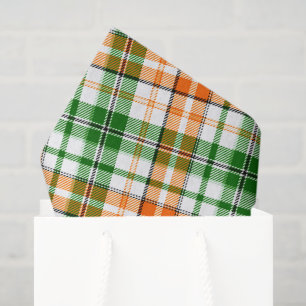 Weiß Orange Grün Kariertes Tartan Design Seidenpapier