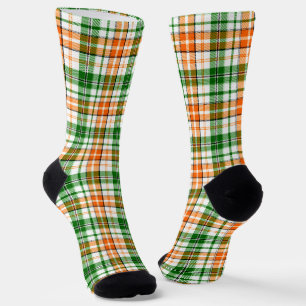 Weiß Orange Grün Kariertes Tartan Design Socken