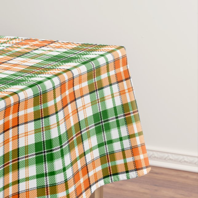 Weiß Orange Grün Kariertes Tartan Design  Tischdecke (Beispiel)
