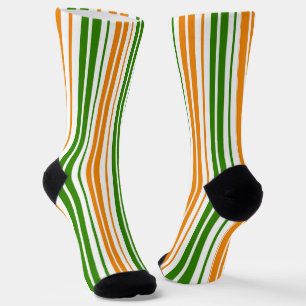 Weiß Orange Grün Vertikales Streifendesign   Socken