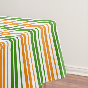 Weiß Orange Grün Vertikales Streifendesign   Tischdecke