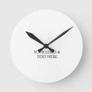 Weiß personalisiert – Ihr Logo und Text hier Runde Wanduhr