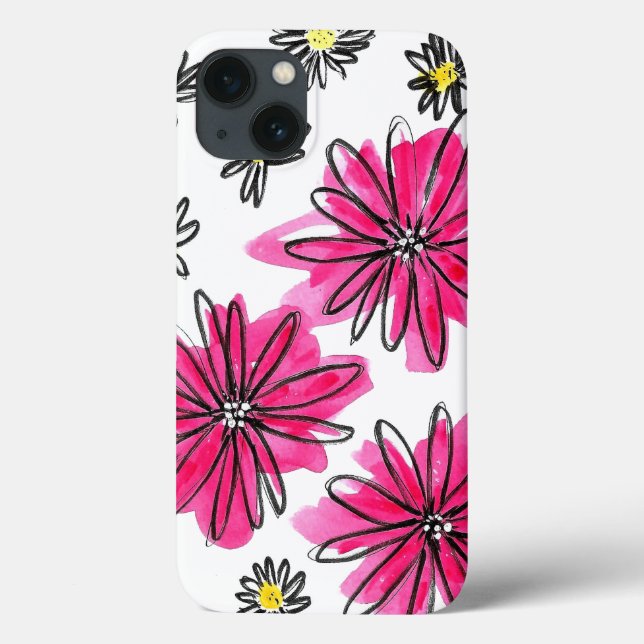 Weiß-Pink-Blume Case-Mate iPhone Hülle (Rückseite)