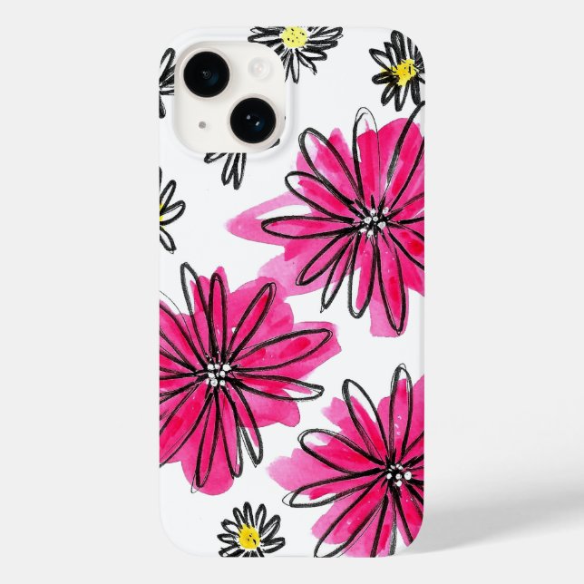 Weiß-Pink-Blume Case-Mate iPhone Hülle (Rückseite)