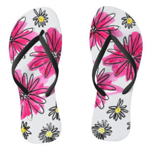Weiß-Pink-Blume Flip Flops