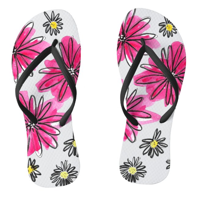 Weiß-Pink-Blume Flip Flops (Fußbett)