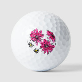 Weiß-Pink-Blume Golfball