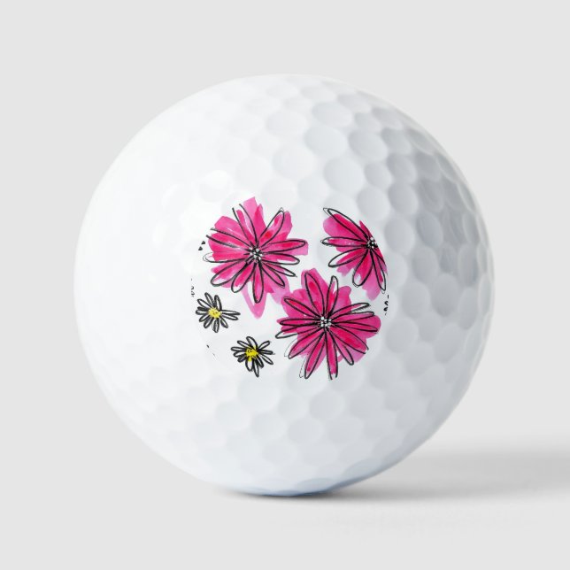 Weiß-Pink-Blume Golfball (Vorderseite)