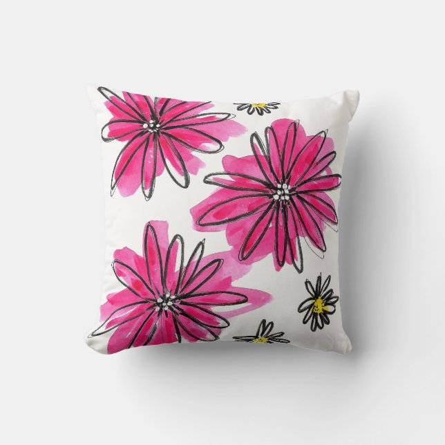Weiß-Pink-Blume Kissen (Vorderseite)
