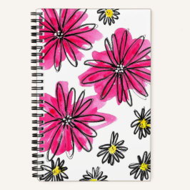 Weiß-Pink-Blume Notizbuch