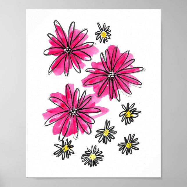 Weiß-Pink-Blume Poster (Vorne)