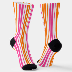 Weiß Pink Orange Vertikale Streifen Design   Socken