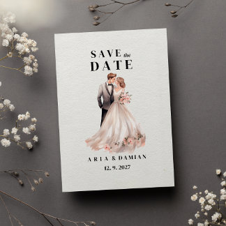Weiß-pinkfarbenes Blumenpaar Foto Save the Date Einladung