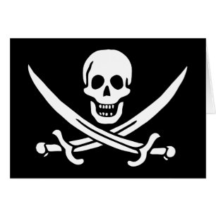 Weiß, Piratenflagge Calico Jack, Skull & Cutlass