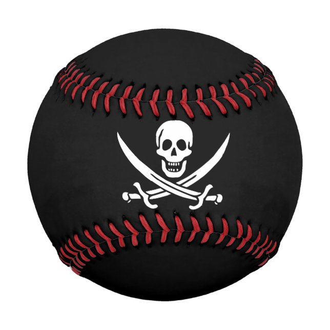 Weiß, Piratenflagge Calico Jack, Skull & Cutlass Baseball (Vorderseite)