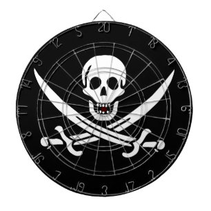Weiß, Piratenflagge Calico Jack, Skull & Cutlass Dartscheibe