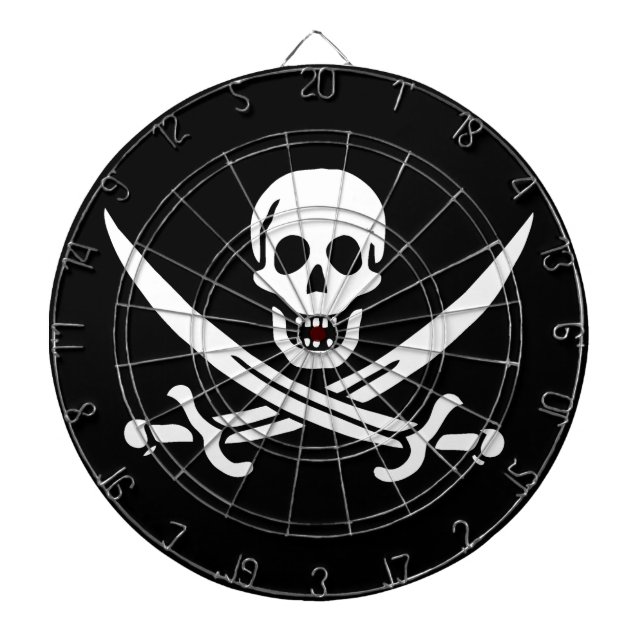 Weiß, Piratenflagge Calico Jack, Skull & Cutlass Dartscheibe (vorne)