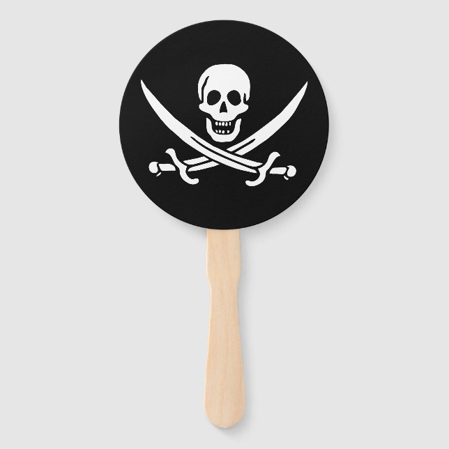 Weiß, Piratenflagge Calico Jack, Skull & Cutlass Fächer (Vorderseite)
