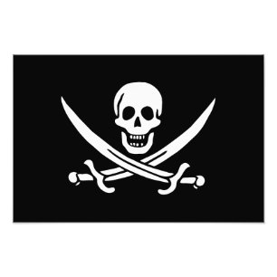 Weiß, Piratenflagge Calico Jack, Skull & Cutlass Fotodruck