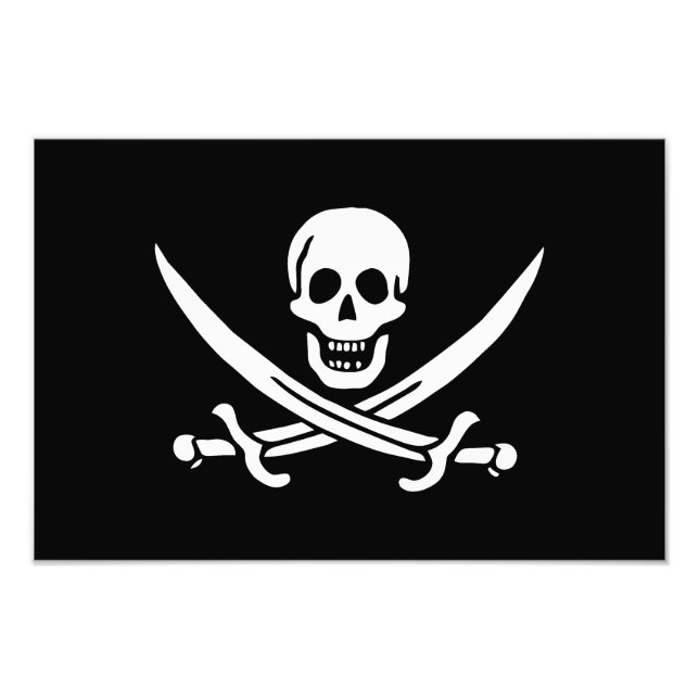 Weiß, Piratenflagge Calico Jack, Skull & Cutlass Fotodruck (Vorne)