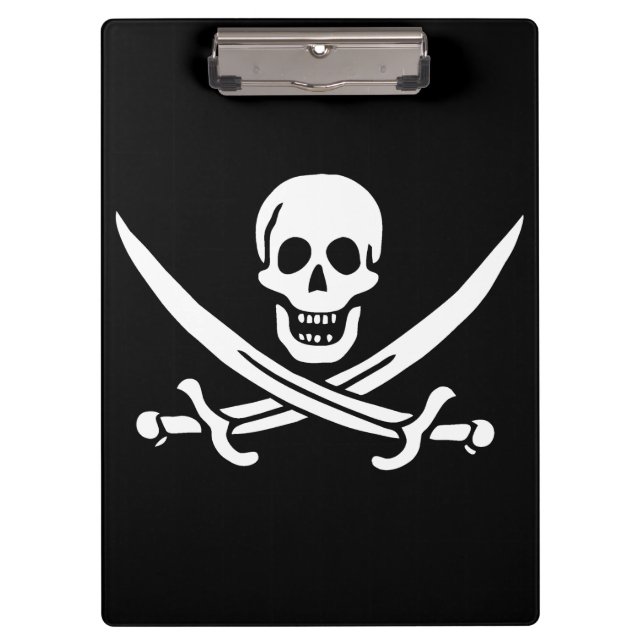 Weiß, Piratenflagge Calico Jack, Skull & Cutlass Klemmbrett (Vorderseite)