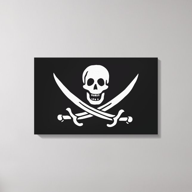 Weiß, Piratenflagge Calico Jack, Skull & Cutlass Leinwanddruck (Vorderseite)